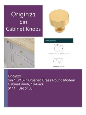 Origin21 Siri 1-3/16-in Brushed Brass Round Cabinet Knob, 10-Pack